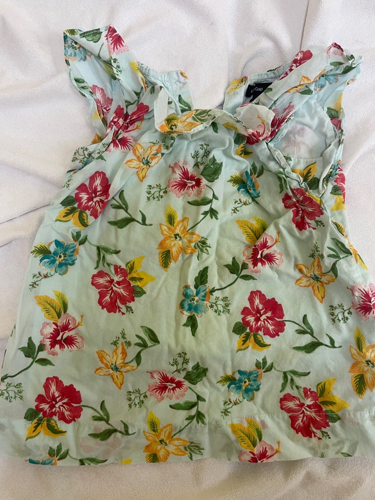 Gap Baby Floral Dress In Light Mint With Pink And Yellow Flowers